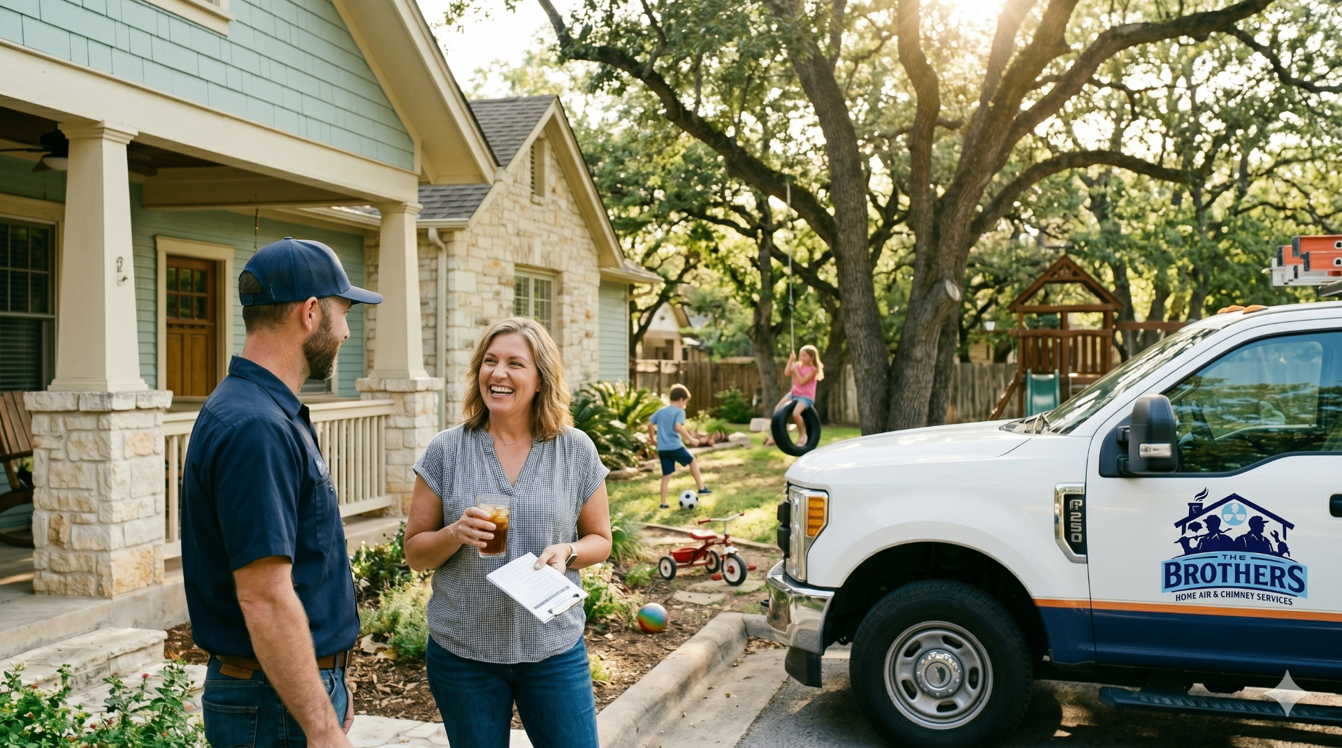 The Brothers serving an Austin family at home